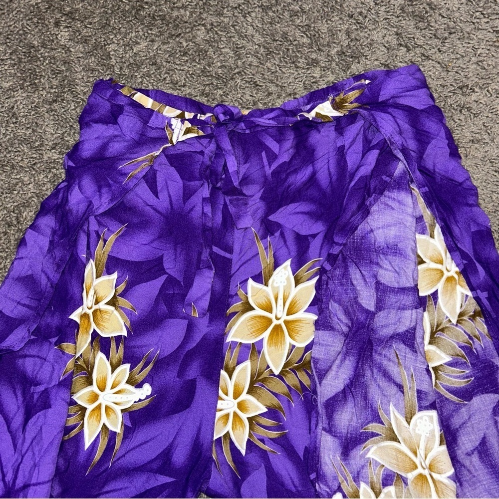 Unity Trading Purple Hawaiian Tie Wrap Pants - Picture 4 of 6